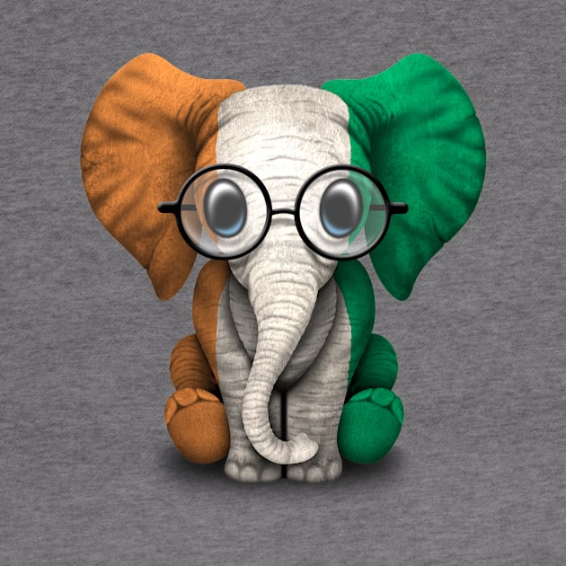 Baby Elephant with Glasses and Ivory Coast Flag by jeffbartels